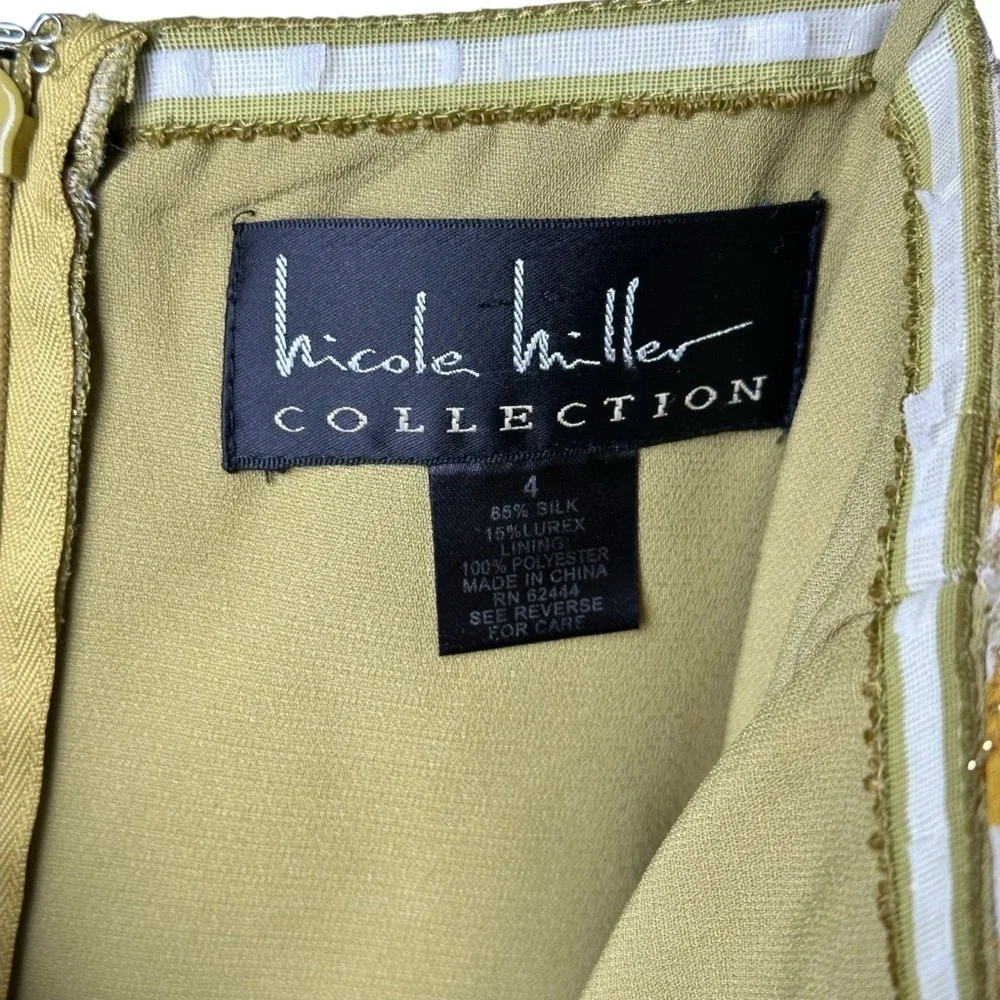 Nicole Miller Collection Size 4 Strapless Silk Bohemain Top Lurex Gold Metallic - Picture 6 of 13